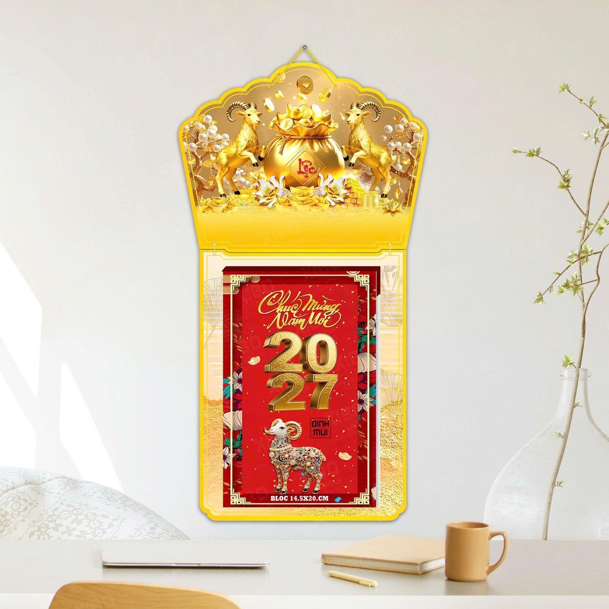 Lịch Khánh Gỗ Lamina 2 Đầu 2027 LM2D_037 - Tổng Kho Quà Tặng 999