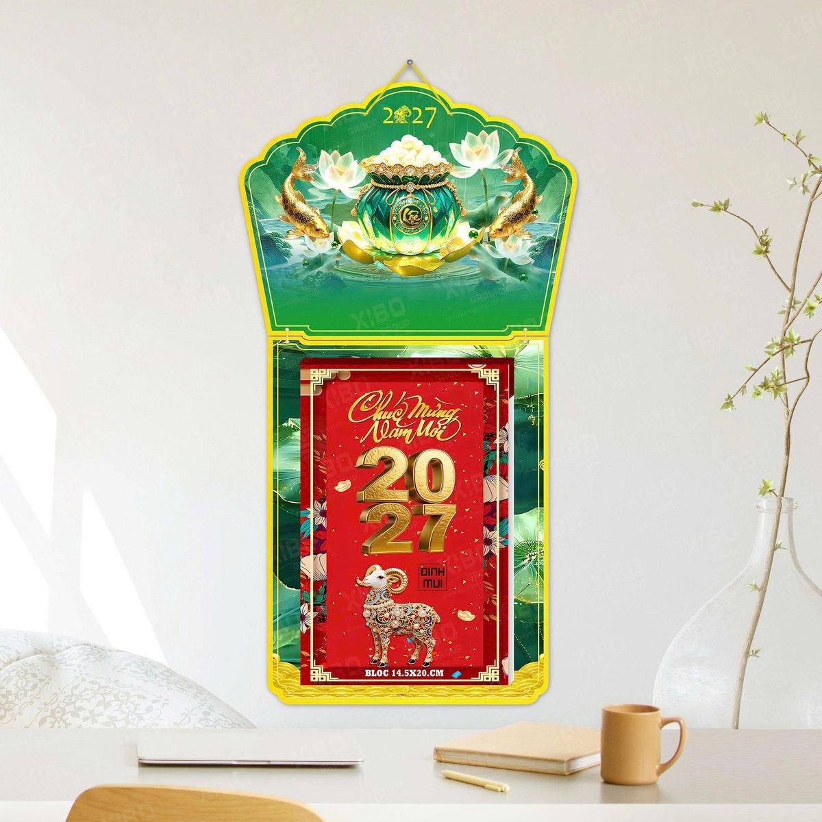 Lịch Khánh Gỗ Lamina 2 Đầu 2027 LM2D_038 - Tổng Kho Quà Tặng 999