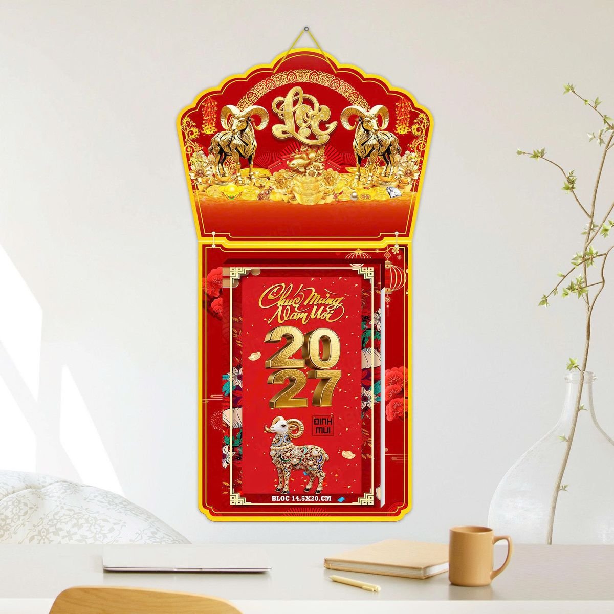 Lịch Khánh Gỗ Lamina 2 Đầu 2027 LM2D_040 - Tổng Kho Quà Tặng 999