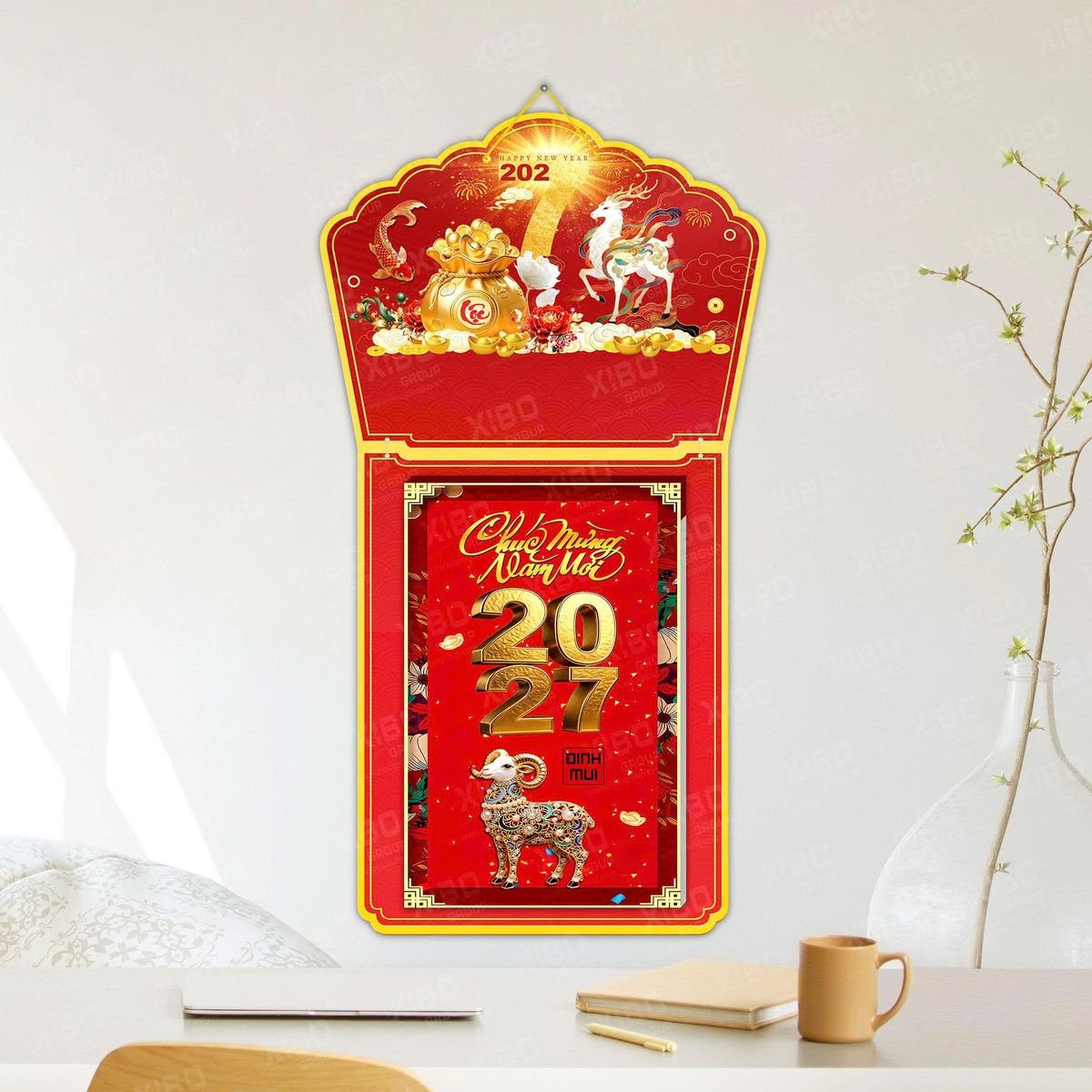 Lịch Khánh Gỗ Lamina 2 Đầu 2027 LM2D_041 - Tổng Kho Quà Tặng 999