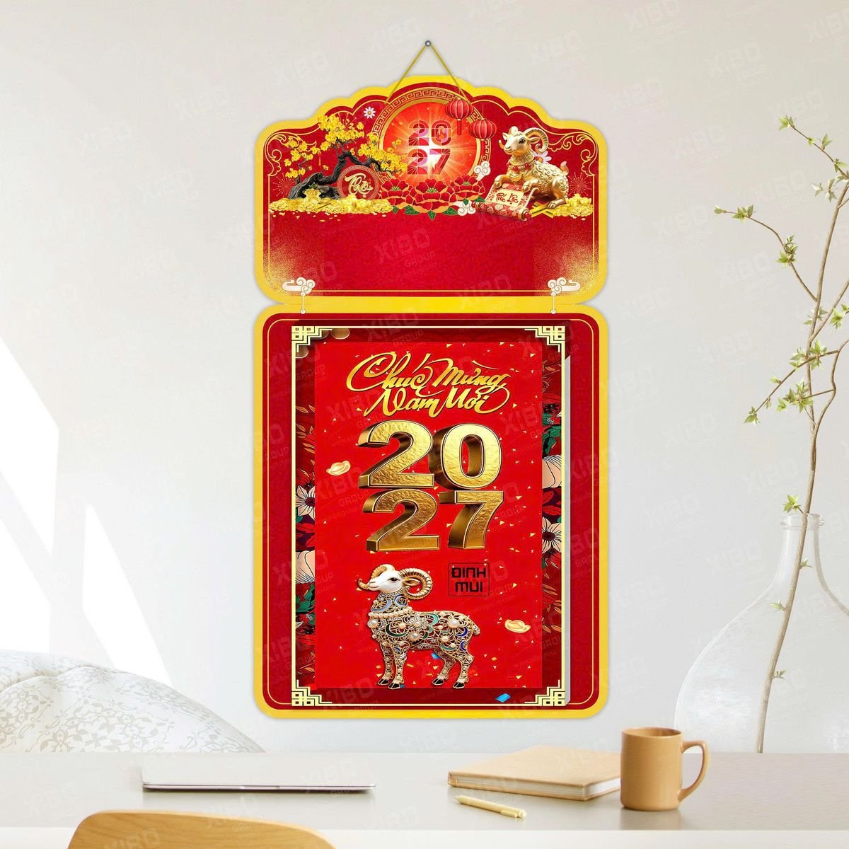 Lịch Khánh Gỗ Lamina 2 Đầu 2027 LM2D_044 - Tổng Kho Quà Tặng 999