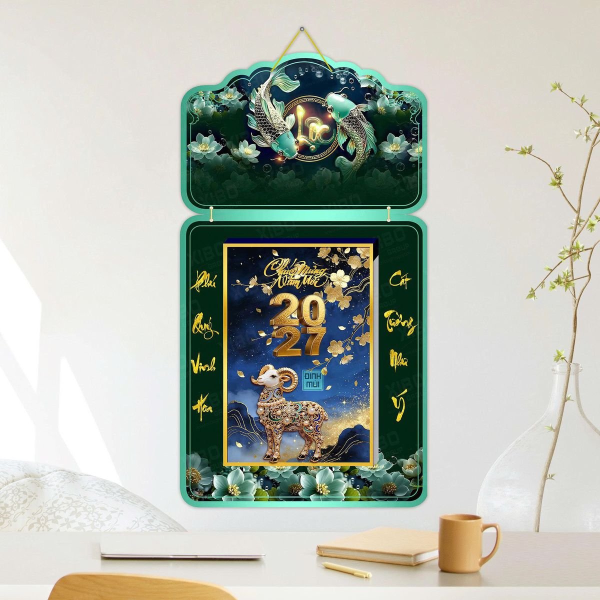 Lịch Khánh Gỗ Lamina 2 Đầu 2027 LM2D_045 - Tổng Kho Quà Tặng 999