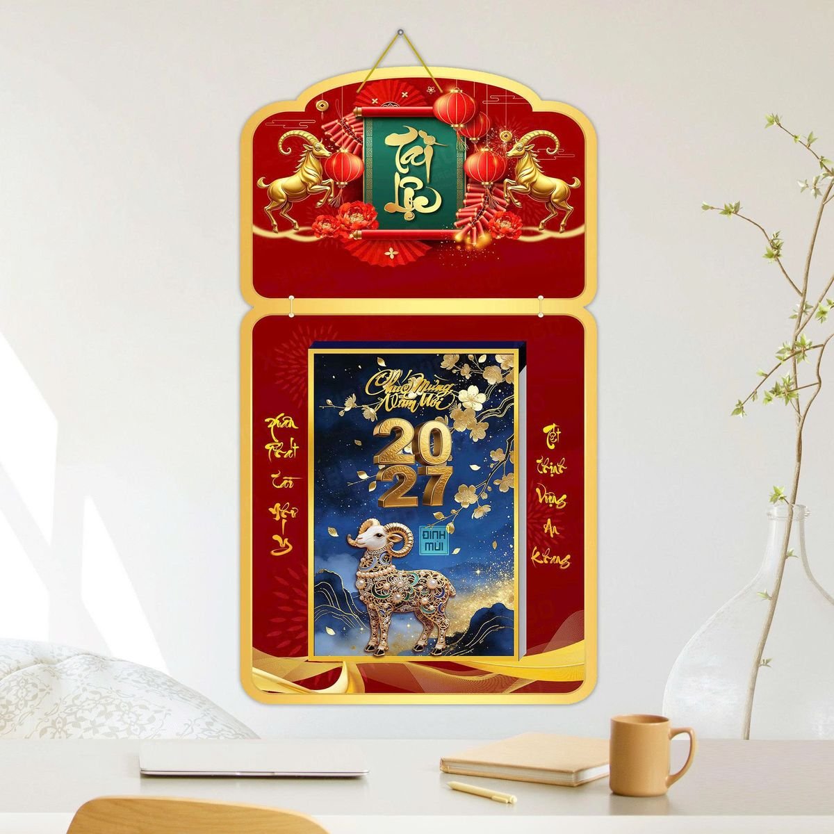 Lịch Khánh Gỗ Lamina 2 Đầu 2027 LM2D_053 - Tổng Kho Quà Tặng 999