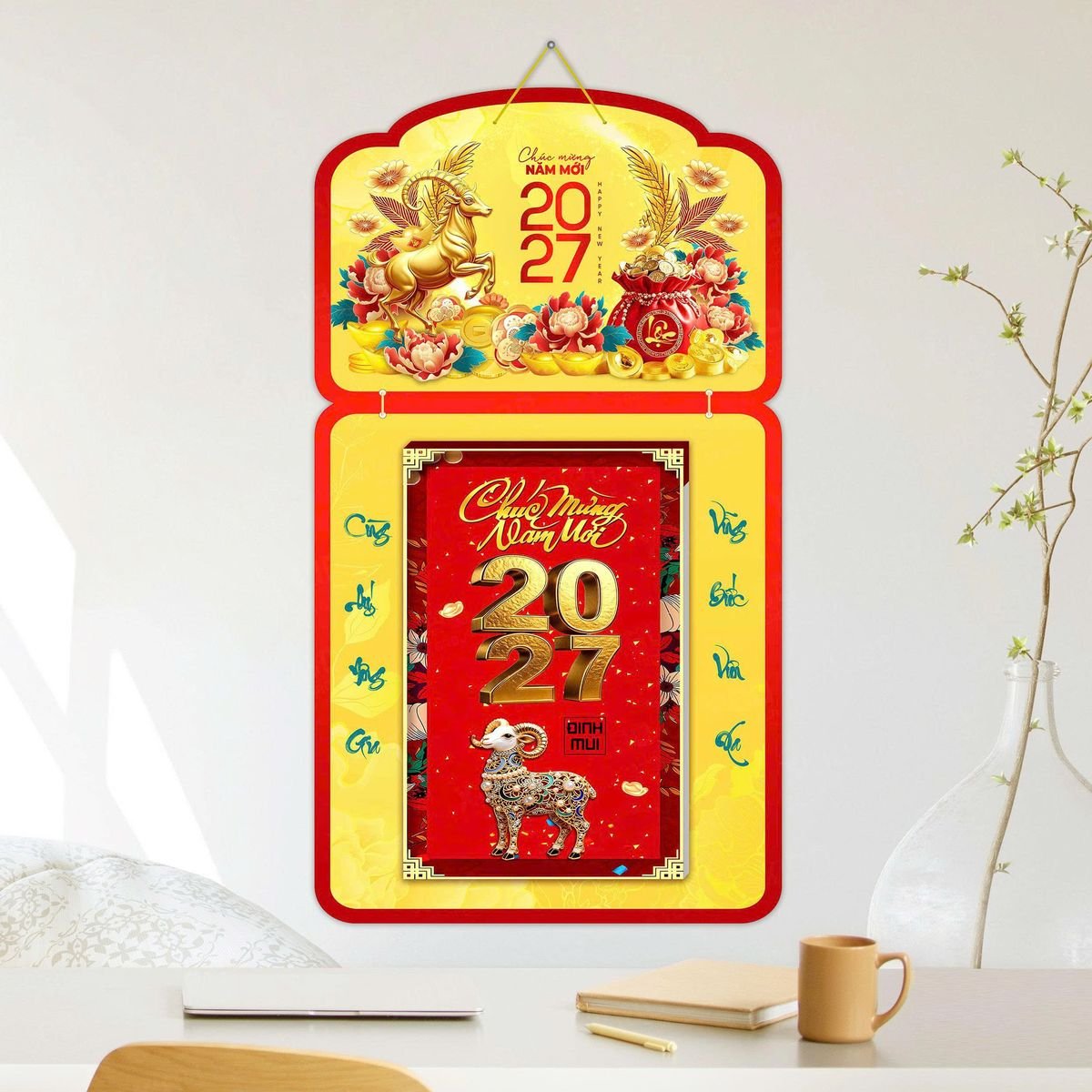Lịch Khánh Gỗ Lamina 2 Đầu 2027 LM2D_054 - Tổng Kho Quà Tặng 999