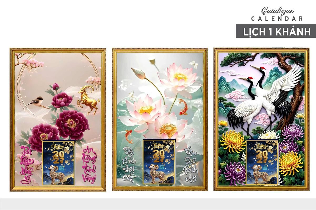 Lịch Gỗ Lamina Cao Cấp 40x60cm 2027 LM406_013 - Tổng Kho Quà Tặng 999