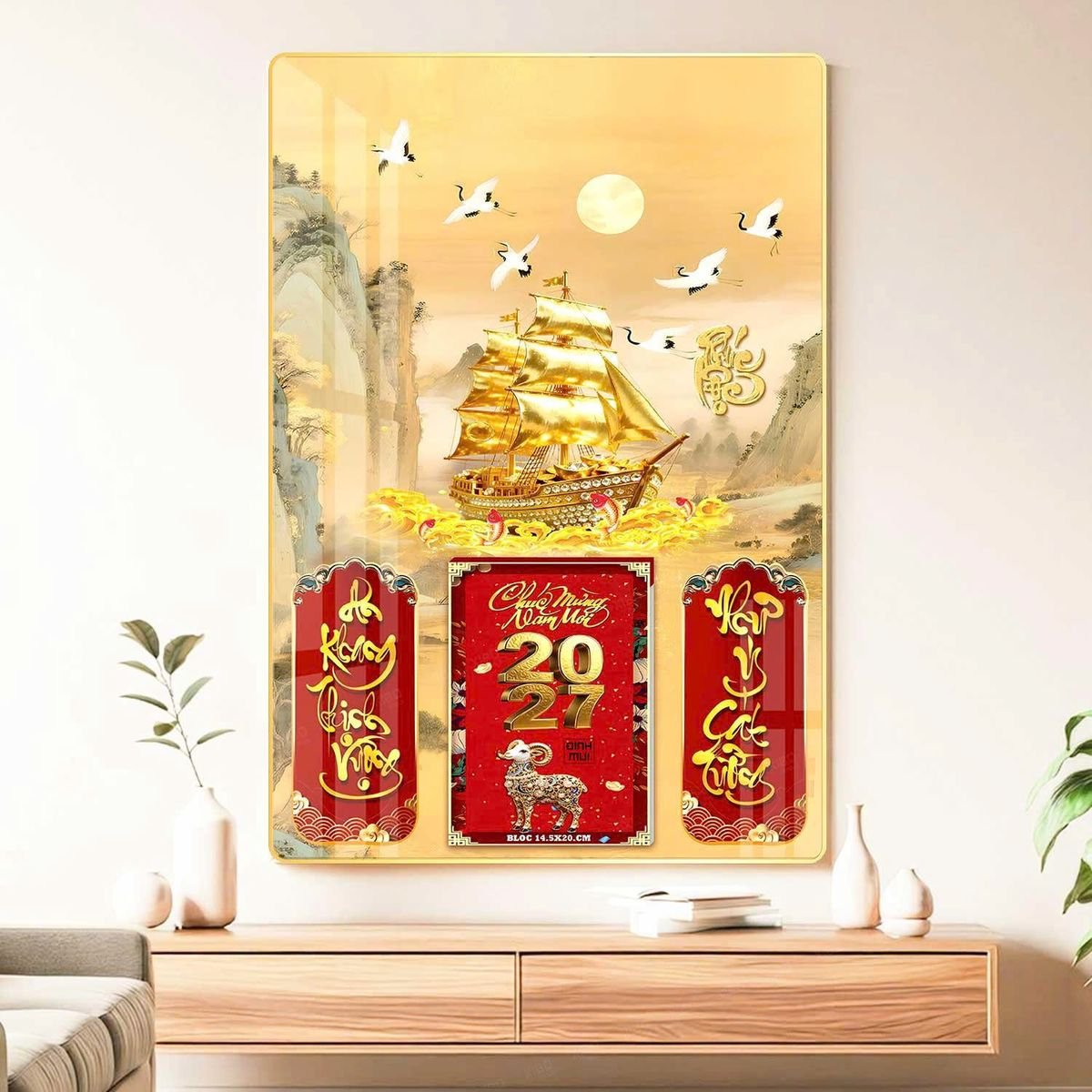Lịch Gỗ Lamina Cao Cấp 40x60cm 2027 LM406_049 - Tổng Kho Quà Tặng 999