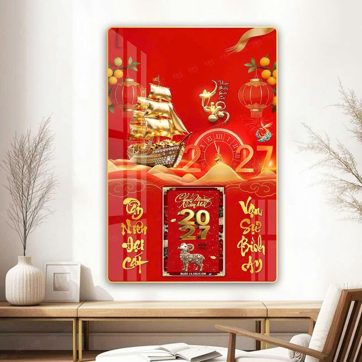 Lịch Gỗ Lamina Cao Cấp 40x60cm 2027 LM406_070 - Tổng Kho Quà Tặng 999