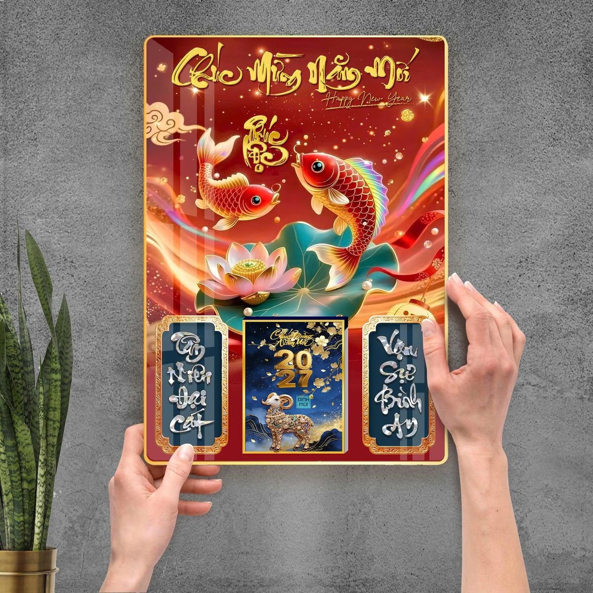 Lịch Gỗ Lamina Cao Cấp 40x60cm 2027 LM406_102 - Tổng Kho Quà Tặng 999