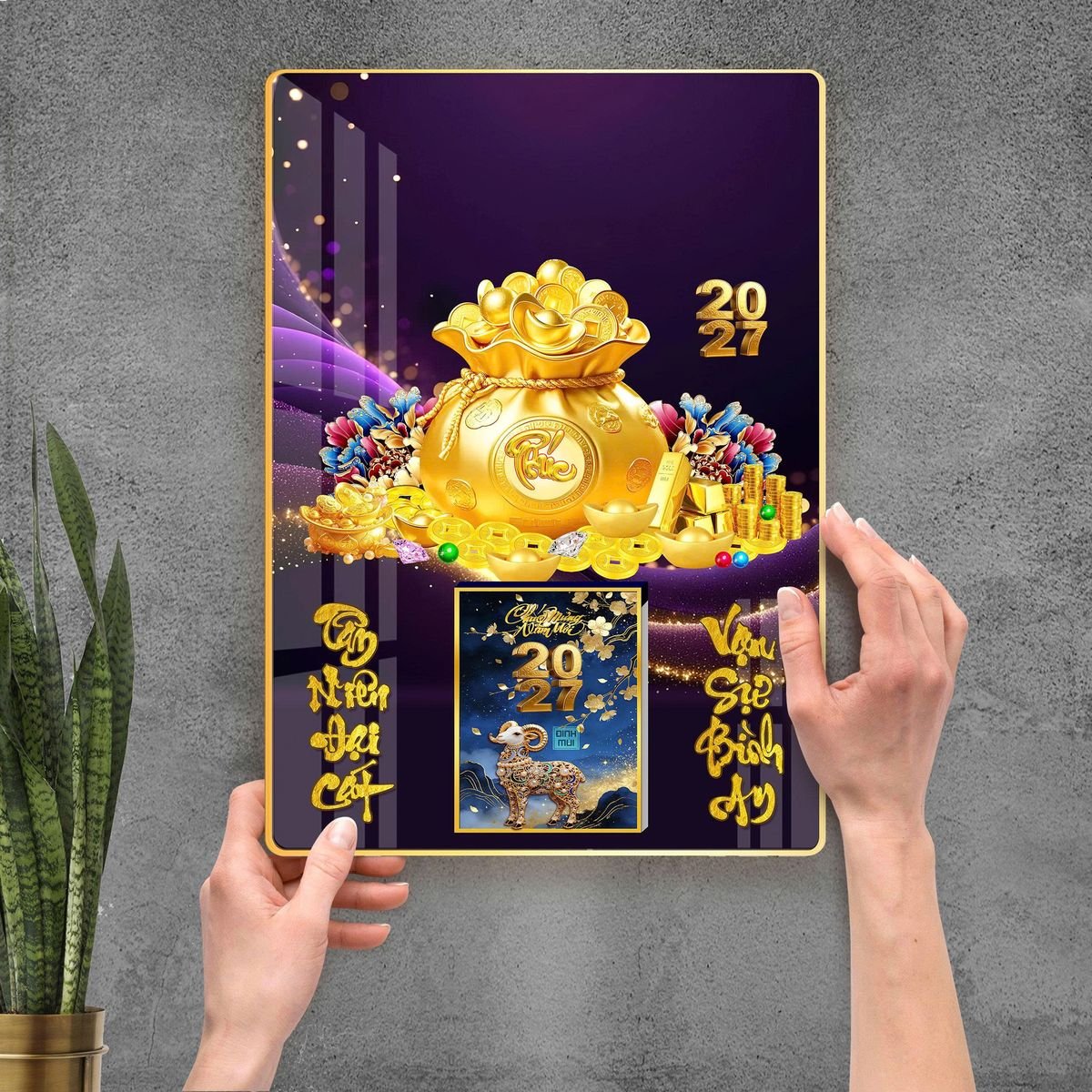 Lịch Gỗ Lamina Cao Cấp 40x60cm 2027 LM406_109 - Tổng Kho Quà Tặng 999