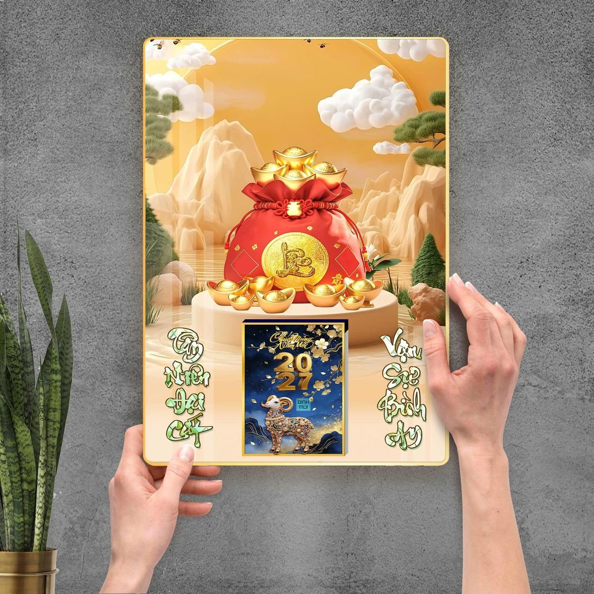 Lịch Gỗ Lamina Cao Cấp 40x60cm 2027 LM406_112 - Tổng Kho Quà Tặng 999