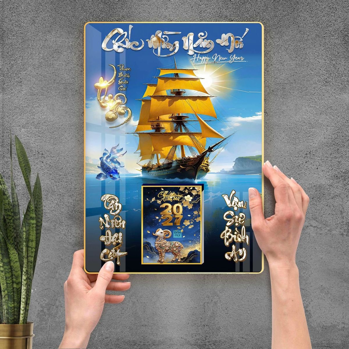 Lịch Gỗ Lamina Cao Cấp 40x60cm 2027 LM406_113 - Tổng Kho Quà Tặng 999