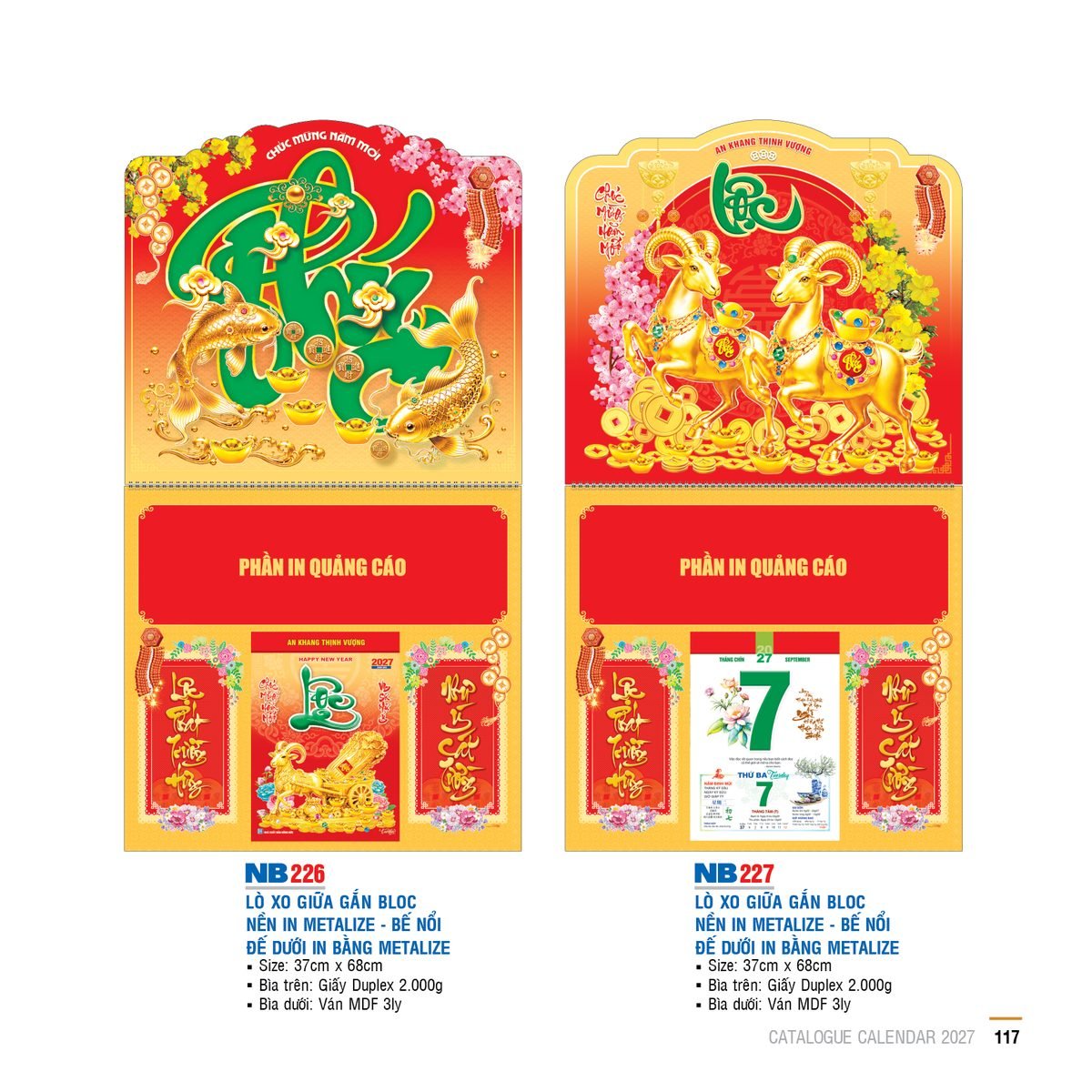 Lịch Treo Tường Lò Xo 2027 NB Mẫu NB227 (40 x 60 cm) Tổng Kho Phân Phối Chiết Khấu Sâu 48% Lịch Treo Tường Lò Xo 2027 NB Mẫu NB227 (40 x 60 cm) Tổng Kho Phân Phối Chiết Khấu Sâu 48% in logo doanh nghiệp quà tặng Tết tại Tổng Kho Quà Tặng 999