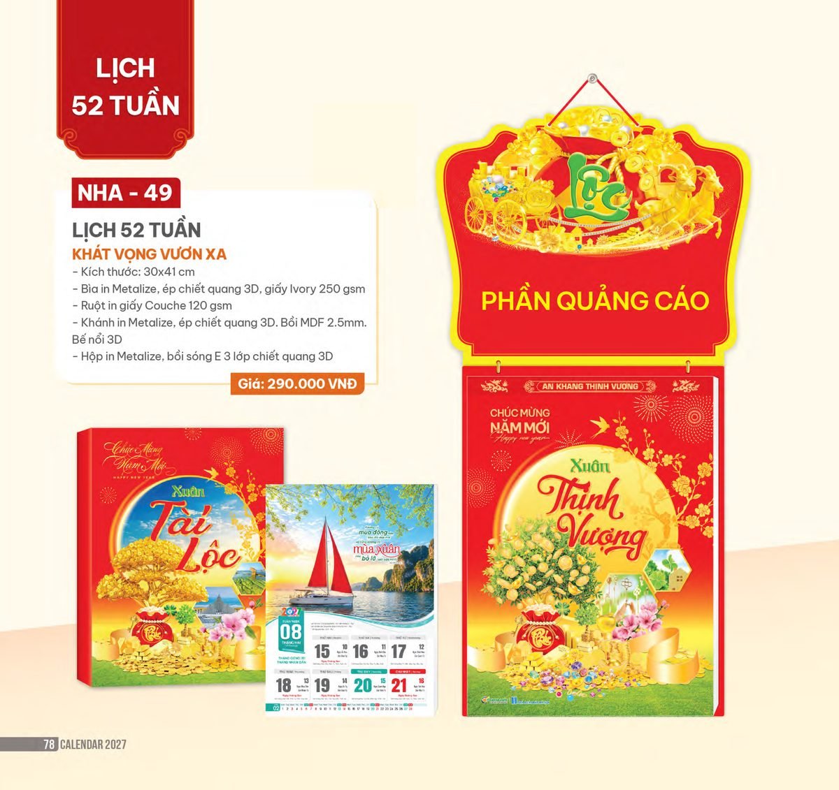 Lịch 52 Tuần 2027 NHA Mẫu NHA49 (30 x 41cm) Tổng Kho Phân Phối Chiết Khấu Sâu 48% Lịch 52 Tuần 2027 NHA Mẫu NHA49 (30 x 41cm) Tổng Kho Phân Phối Chiết Khấu Sâu 48% in logo doanh nghiệp quà tặng Tết tại Tổng Kho Quà Tặng 999