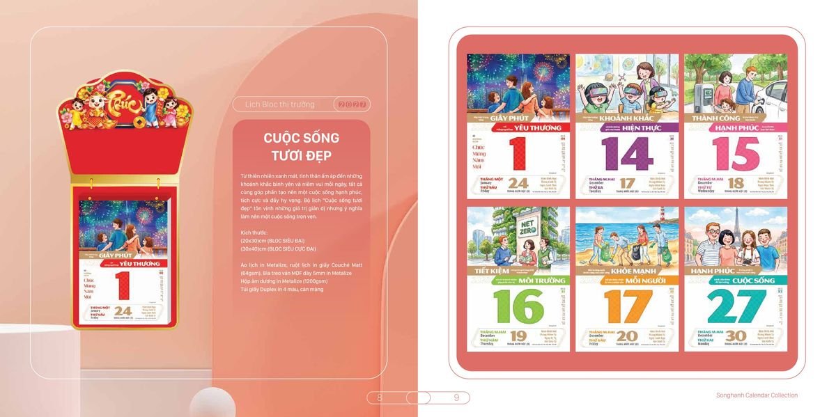 Lịch Bloc Cao Cấp Song Hạnh 2027 SH45 Tổng Kho Phân Phối Chiết Khấu Sâu 48%