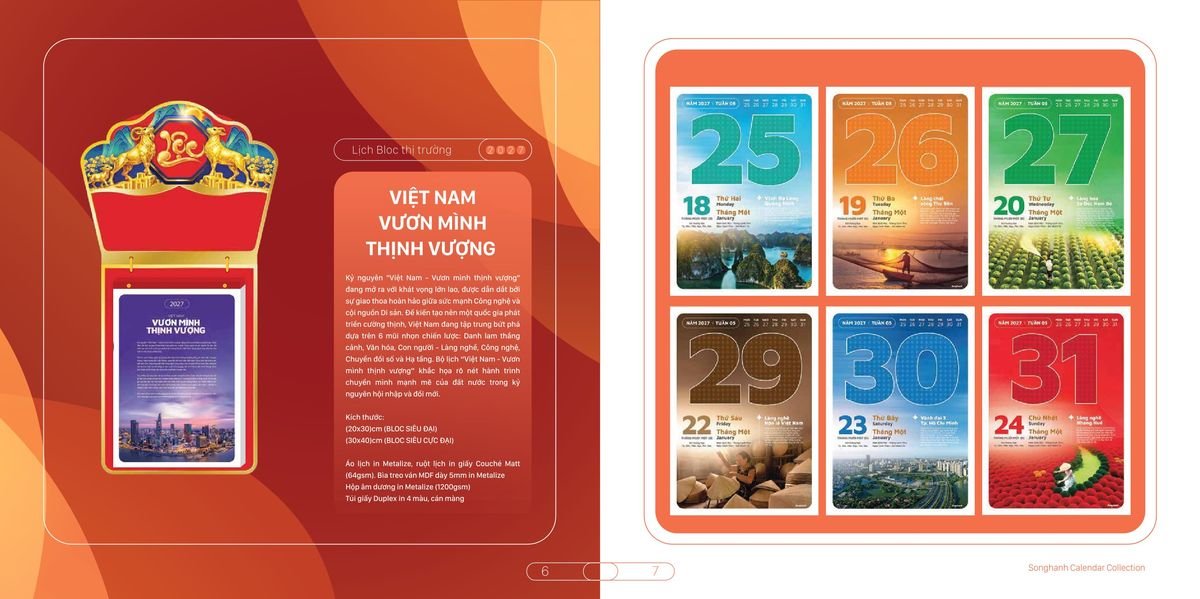 Lịch Bloc Cao Cấp Song Hạnh 2027 SH46 Tổng Kho Phân Phối Chiết Khấu Sâu 48%