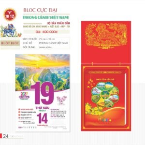 Lịch Bloc Cực Đại 2027 TD Mẫu TD12 (29 x 41 cm) Tổng Kho Phân Phối Chiết Khấu Sâu 48% in logo doanh nghiệp quà tặng Tết tại Tổng Kho Quà Tặng 999