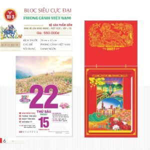Lịch Bloc Siêu Cực Đại 2027 TD Mẫu TD3 (38 x 53 cm) Tổng Kho Phân Phối Chiết Khấu Sâu 48% in logo doanh nghiệp quà tặng Tết tại Tổng Kho Quà Tặng 999