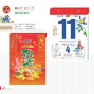 Lịch Bloc 2027 TD Mẫu TD33 (29 x 41 cm) Tổng Kho Phân Phối Chiết Khấu Sâu 48% in logo doanh nghiệp quà tặng Tết tại Tổng Kho Quà Tặng 999
