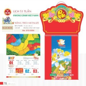Lịch Treo Tường Lò Xo 2027 TD Mẫu TD39 (40 x 60 cm) Tổng Kho Phân Phối Chiết Khấu Sâu 48% in logo doanh nghiệp quà tặng Tết tại Tổng Kho Quà Tặng 999