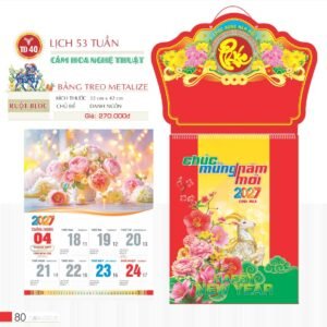 Lịch Treo Tường Lò Xo 2027 TD Mẫu TD40 (40 x 60 cm) Tổng Kho Phân Phối Chiết Khấu Sâu 48% in logo doanh nghiệp quà tặng Tết tại Tổng Kho Quà Tặng 999