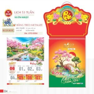 Lịch Treo Tường Lò Xo 2027 TD Mẫu TD42 (40 x 60 cm) Tổng Kho Phân Phối Chiết Khấu Sâu 48% in logo doanh nghiệp quà tặng Tết tại Tổng Kho Quà Tặng 999