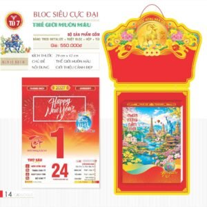 Lịch Bloc Siêu Cực Đại 2027 TD Mẫu TD7 (38 x 53 cm) Tổng Kho Phân Phối Chiết Khấu Sâu 48% in logo doanh nghiệp quà tặng Tết tại Tổng Kho Quà Tặng 999