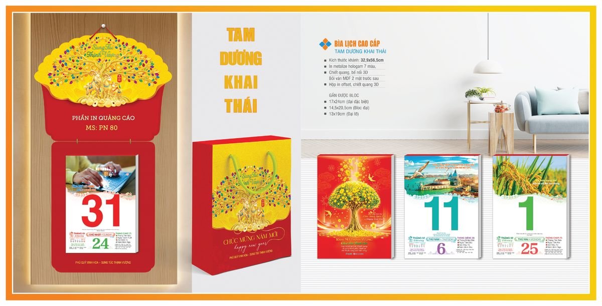 Bìa Lịch Treo Gắn Bloc Tân Phương Nam TPNBIA02 Tổng Kho Phân Phối Chiết Khấu Sâu 48%
