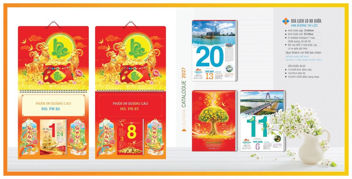 Bìa Lịch Treo Gắn Bloc Tân Phương Nam TPNBIA04 Tổng Kho Phân Phối Chiết Khấu Sâu 48%