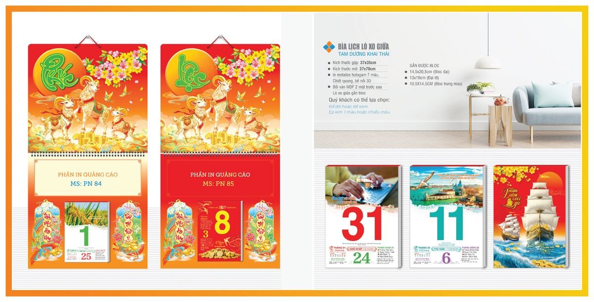 Bìa Lịch Treo Gắn Bloc Tân Phương Nam TPNBIA05 Tổng Kho Phân Phối Chiết Khấu Sâu 48%