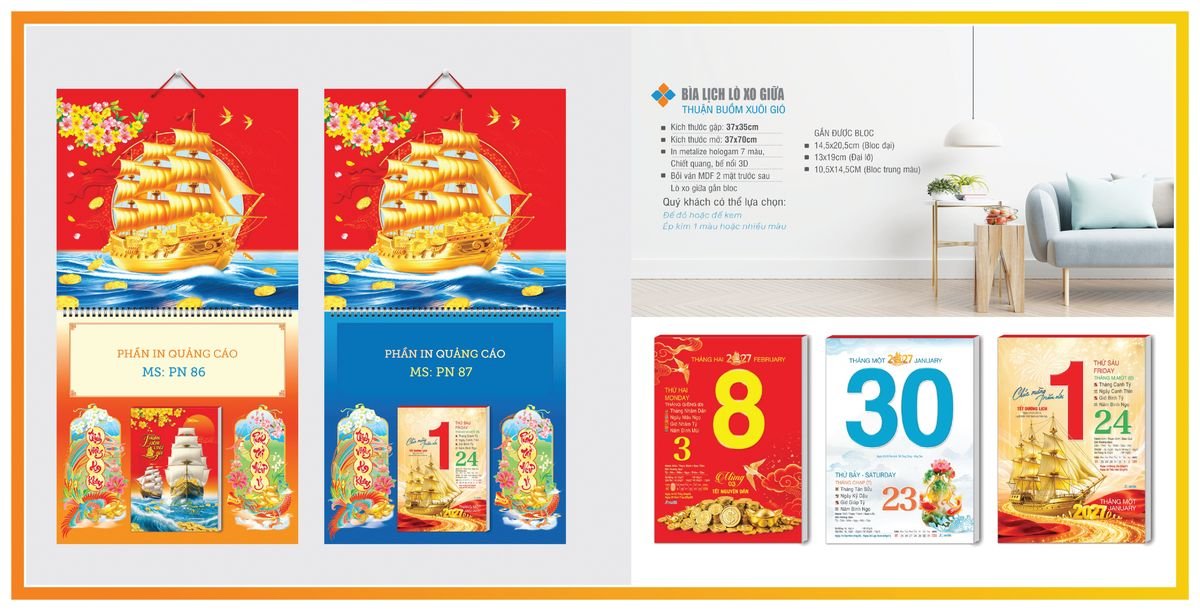 Bìa Lịch Treo Gắn Bloc Tân Phương Nam TPNBIA06 Tổng Kho Phân Phối Chiết Khấu Sâu 48%