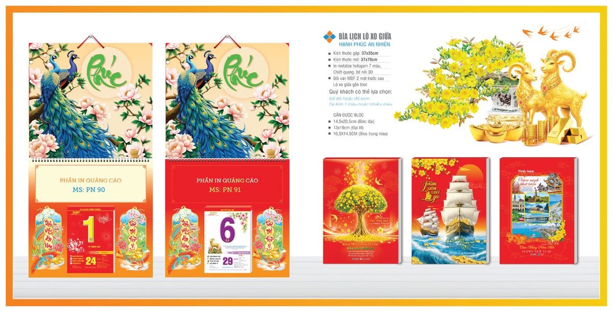 Bìa Lịch Treo Gắn Bloc Tân Phương Nam TPNBIA08 Tổng Kho Phân Phối Chiết Khấu Sâu 48%