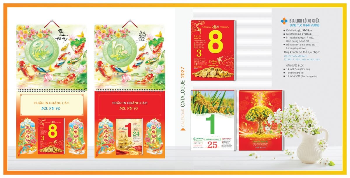 Bìa Lịch Treo Gắn Bloc Tân Phương Nam TPNBIA09 Tổng Kho Phân Phối Chiết Khấu Sâu 48%