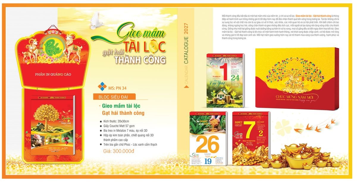 Lịch Bloc TPN 2027 TPNBLOC39 Tổng Kho Phân Phối Chiết Khấu Sâu 48%