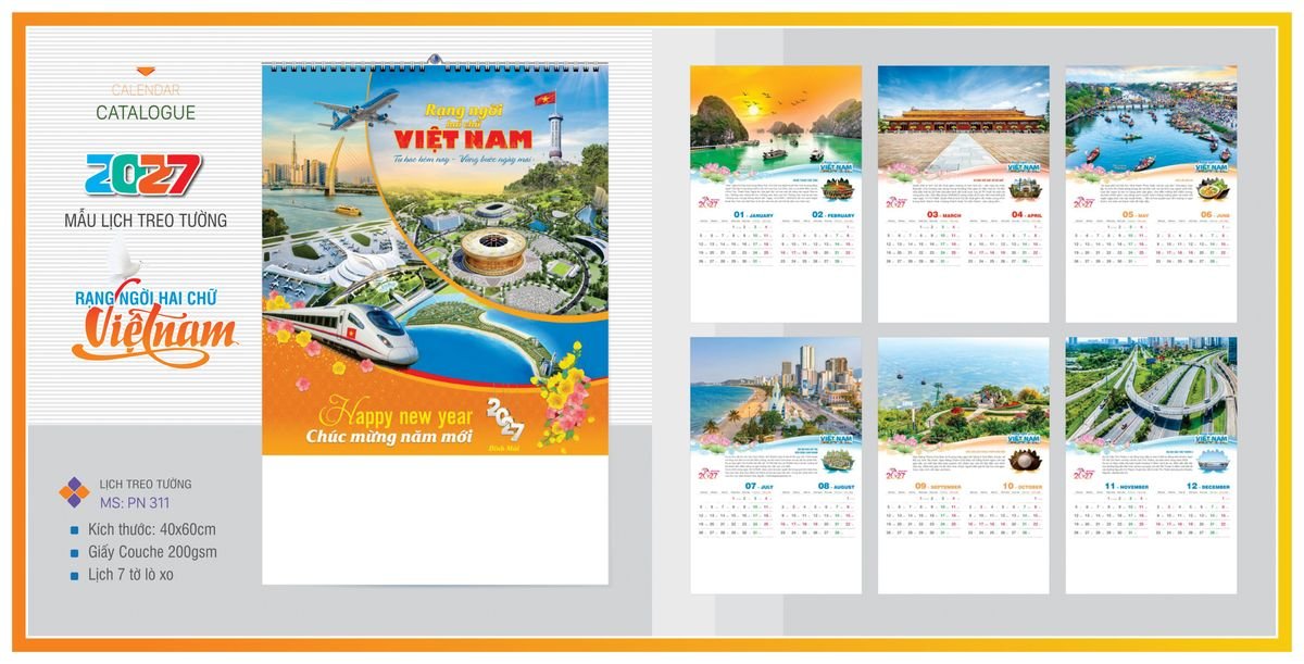 Lịch 7 Tờ Lò Xo Tân Phương Nam TPNLX02 Tổng Kho Phân Phối Chiết Khấu Sâu 48%