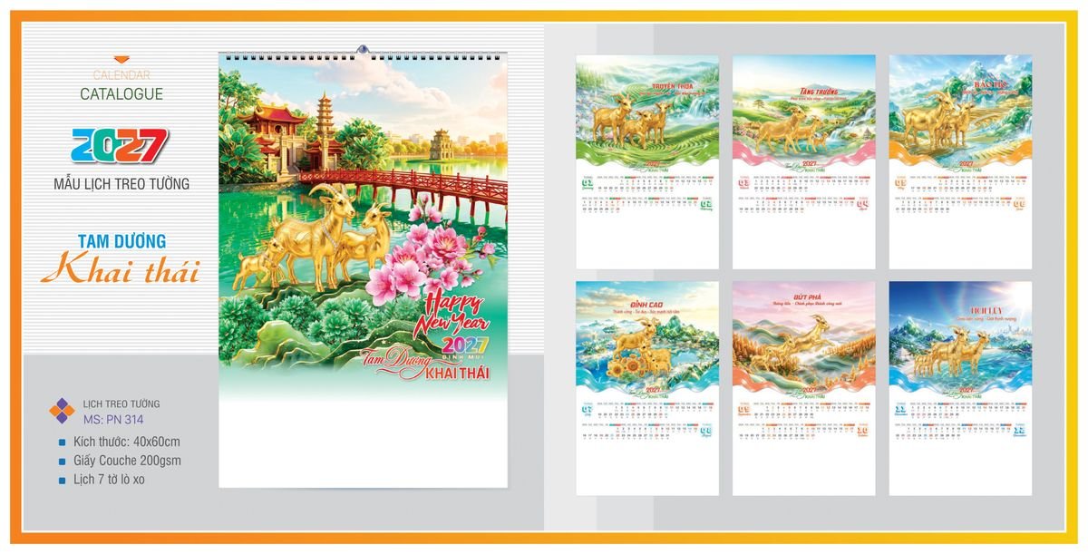 Lịch 7 Tờ Lò Xo Tân Phương Nam TPNLX04 Tổng Kho Phân Phối Chiết Khấu Sâu 48%