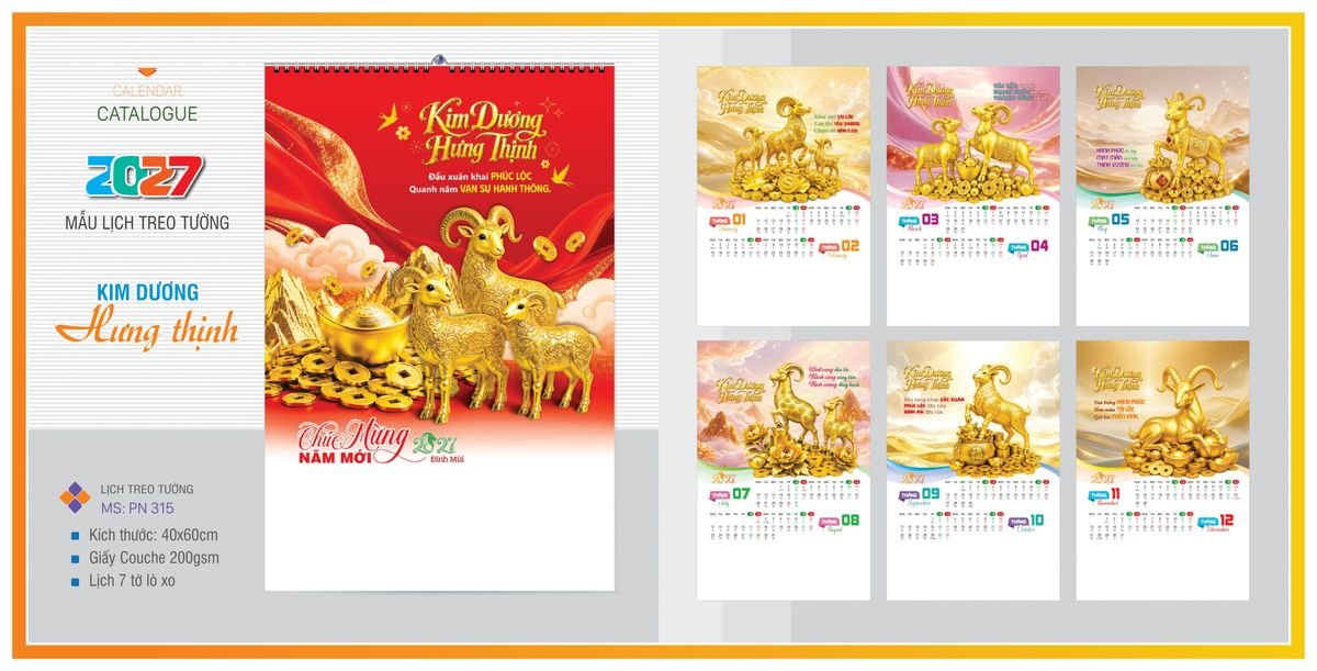 Lịch 7 Tờ Lò Xo Tân Phương Nam TPNLX05 Tổng Kho Phân Phối Chiết Khấu Sâu 48%