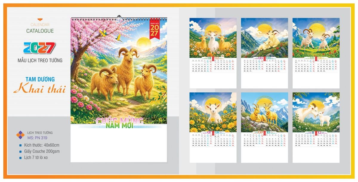 Lịch 7 Tờ Lò Xo TPNLX09 Tổng Kho Phân Phối Chiết Khấu Sâu 48%