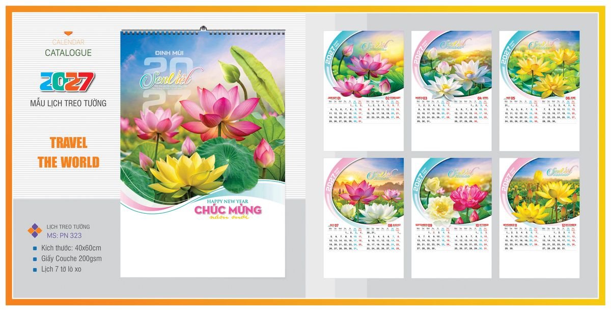 Lịch 7 Tờ Lò Xo TPNLX14 Tổng Kho Phân Phối Chiết Khấu Sâu 48%