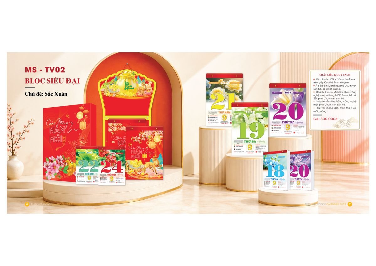 Lịch Bloc Cực Đại 2027 Tuấn Việt TV02 Tổng Kho Phân Phối Chiết Khấu Sâu 48%