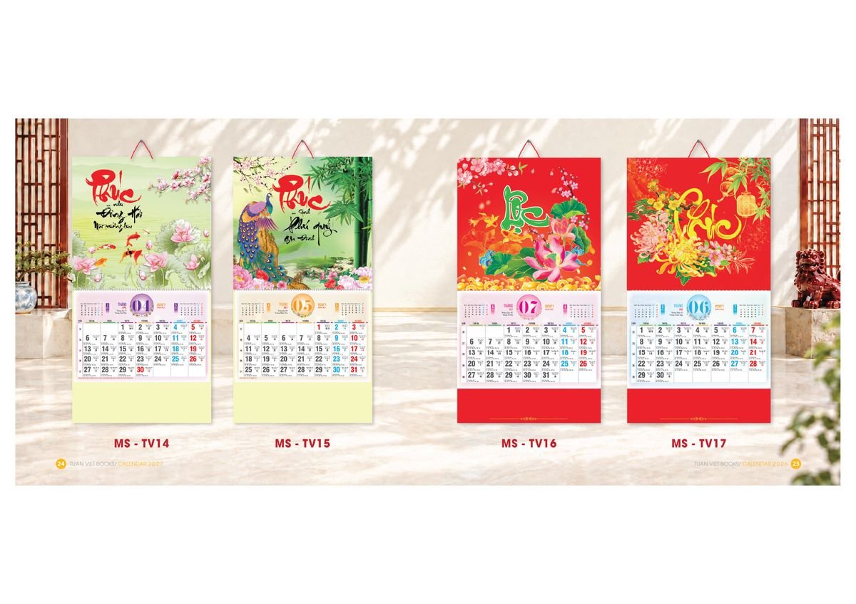 Lịch Bìa Treo Gắn Bloc 2027 Tuấn Việt TV13 Tổng Kho Phân Phối Chiết Khấu Sâu 48%