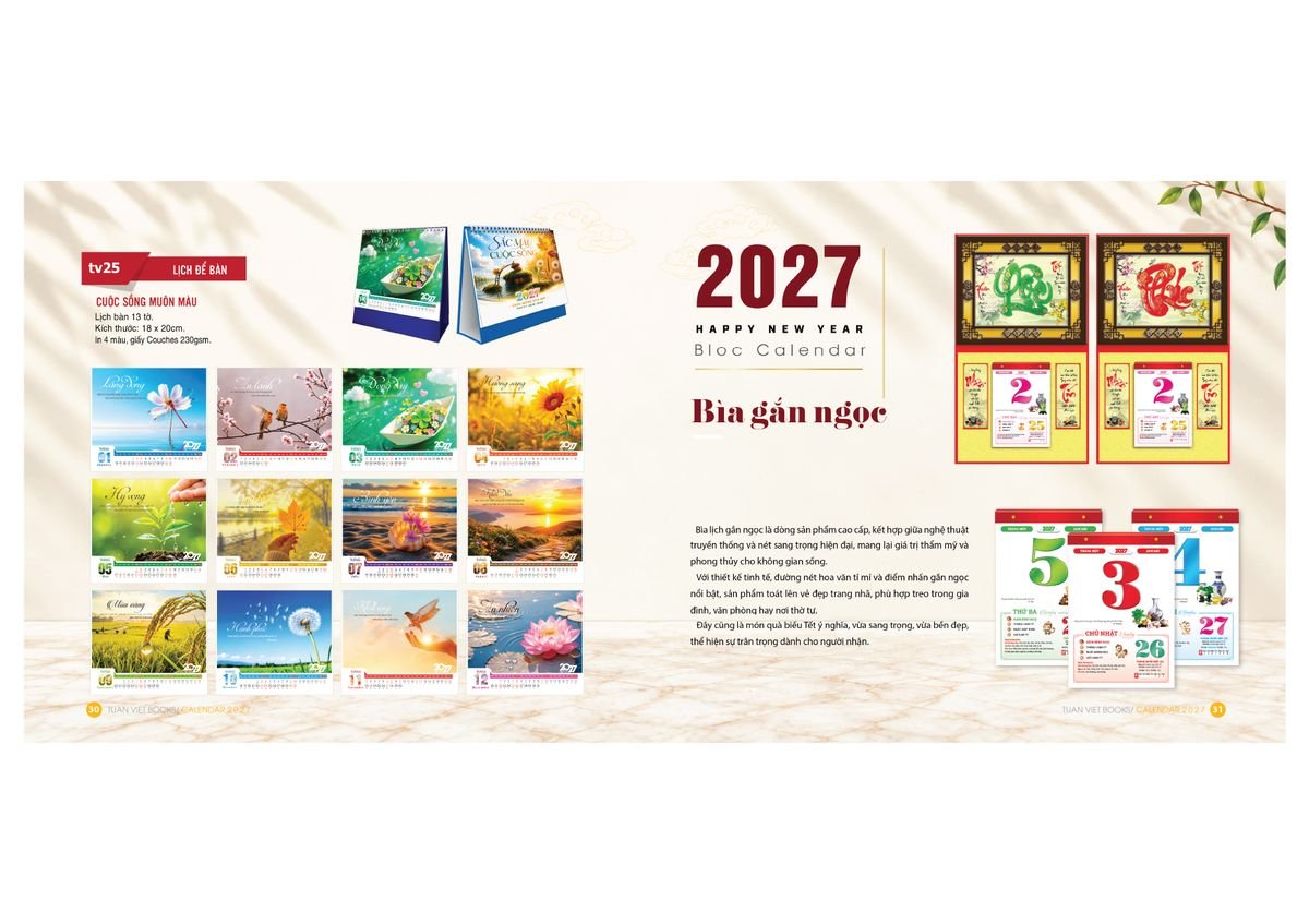 Lịch Bìa Treo Gắn Bloc 2027 Tuấn Việt TV16 Tổng Kho Phân Phối Chiết Khấu Sâu 48%